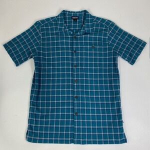 Patagonia Organic Cotton Button Up Plaid‎ Short Sleeve Shirt Medium